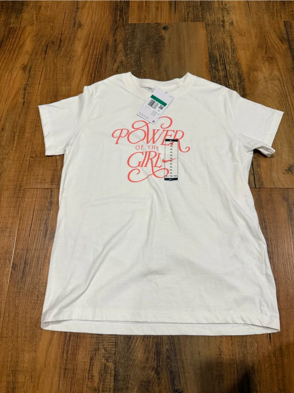 BOGO Nike White Tee with Pink 'Power of the Girl' Script